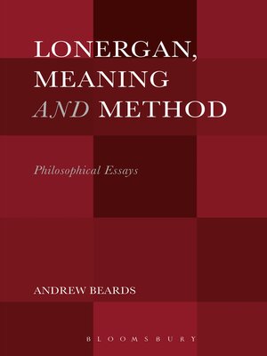 cover image of Lonergan, Meaning and Method